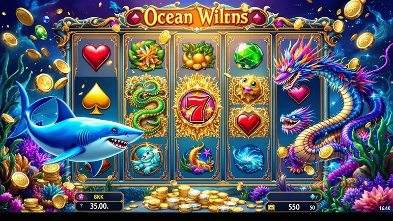 Ilustrasi arena tembak ikan dengan suasana laut dalam